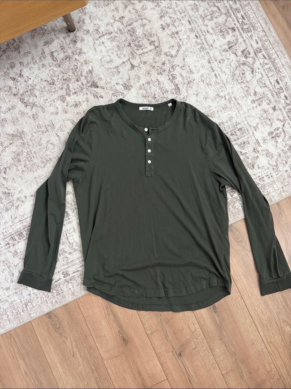 Buck Mason Long Sleeve Henley Shirt - Dark Green